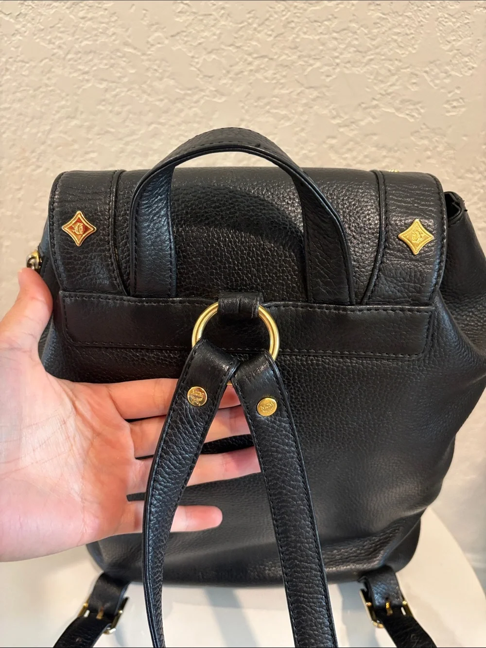MCM Black Leather Backpack Made in Germany
